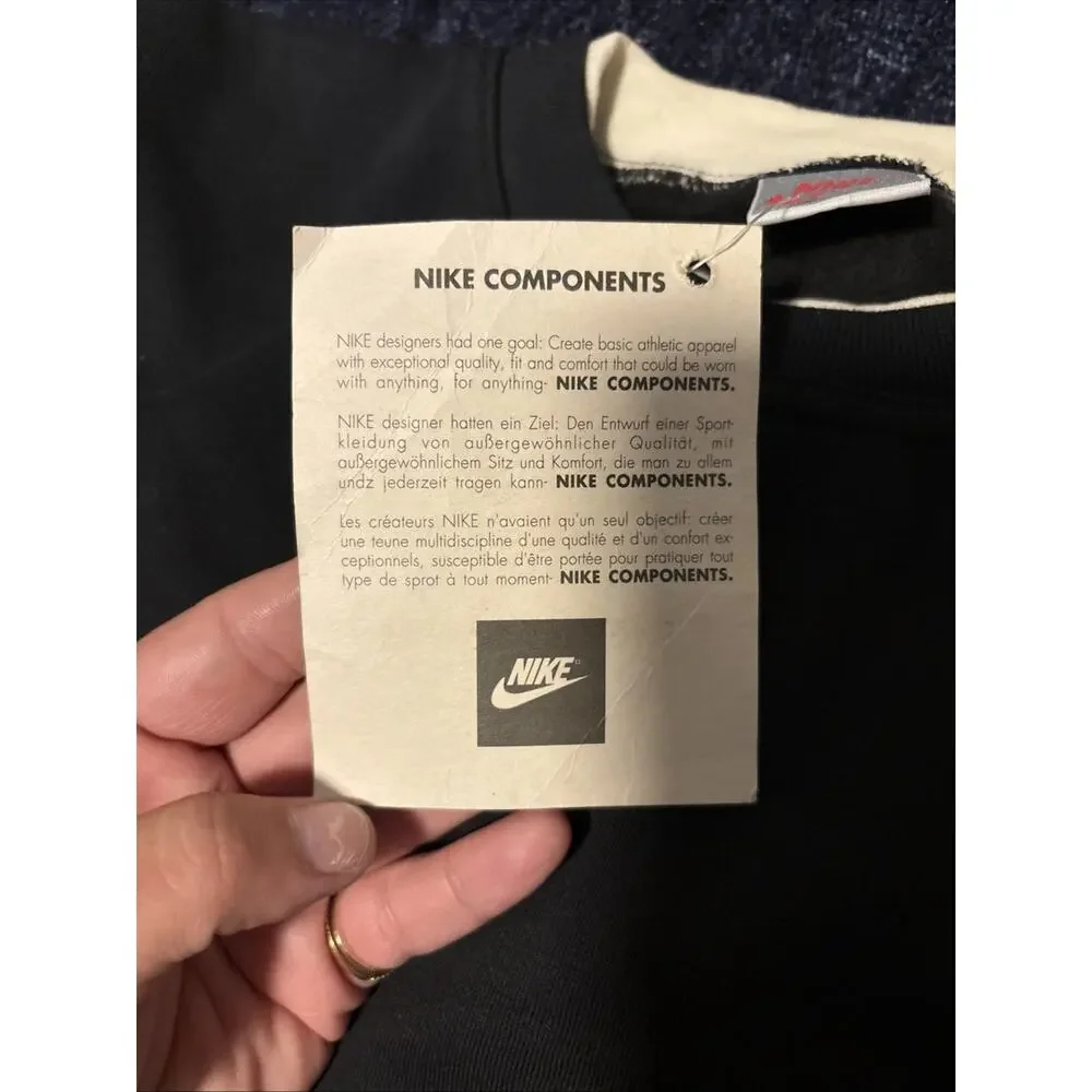 Vintage 90s Nike Components Black Crewneck Sweatshirt Chest Swoosh Large USA NWT